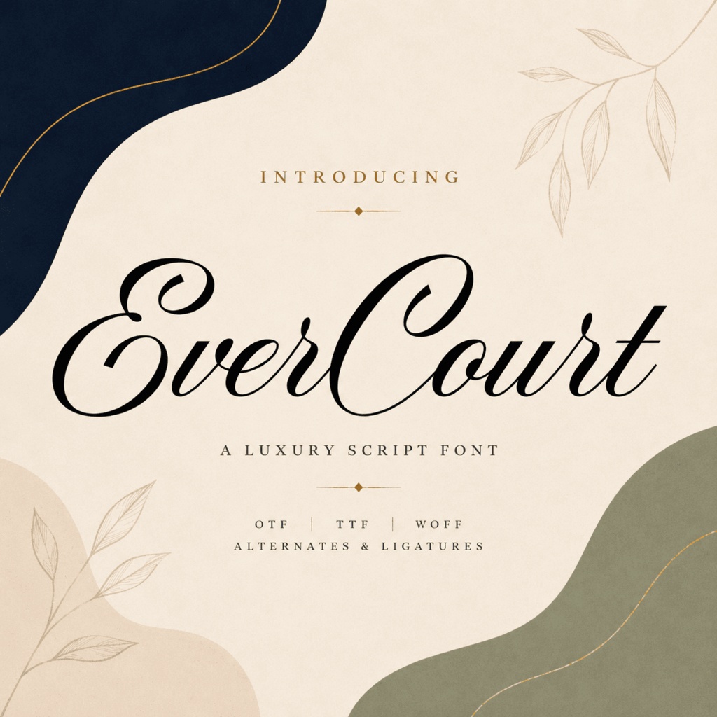Evercourt | ロマンティックな筆記体フォント | ウェディング・ロゴ向け Script Font