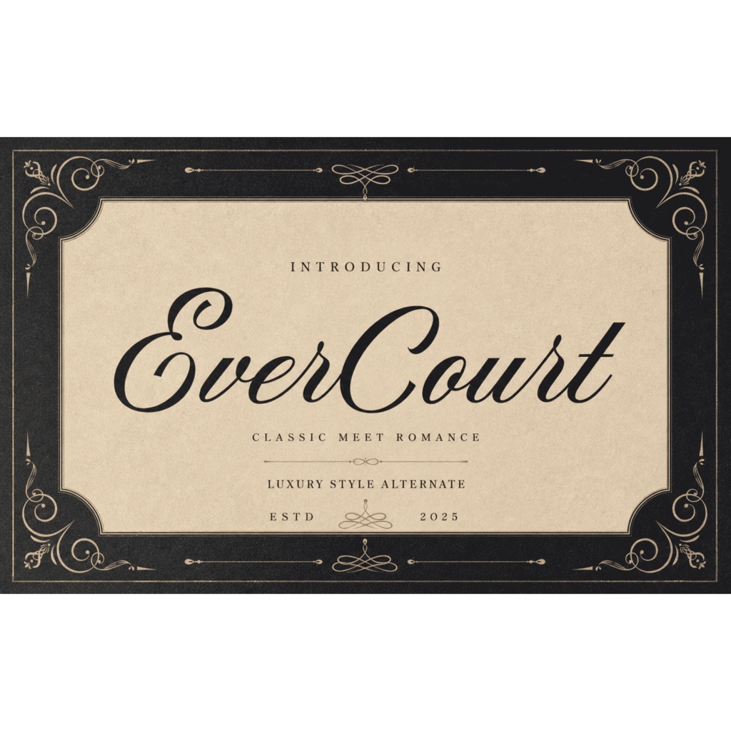 Evercourt | ロマンティックな筆記体フォント | ウェディング・ロゴ向け Script Font