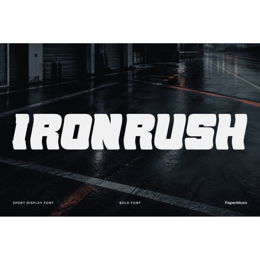 IronRush | スポーツ・ジム向けボールド欧文フォント | ロゴ・ポスター・グッズ用 Display Font