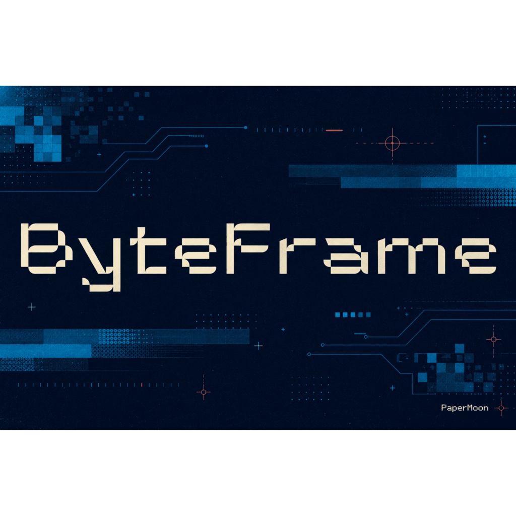 ByteFrame | レトロ8bitピクセルフォント | ゲーム・ロゴ・サムネイル向け