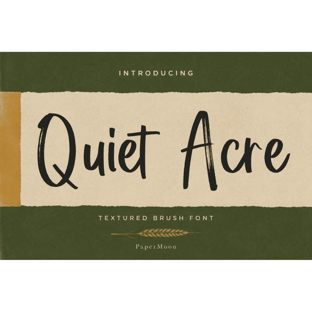 Quiet Acre | レトロ手書きブラシ欧文フォント | ロゴ・ブランディング向け