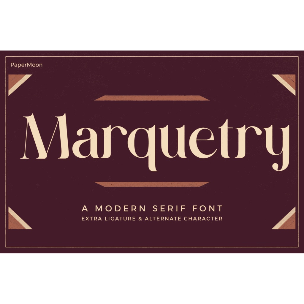 MARQUETRY | モダン・エレガントな欧文セリフフォント(Display Serif)| ロゴ・ブランディング用