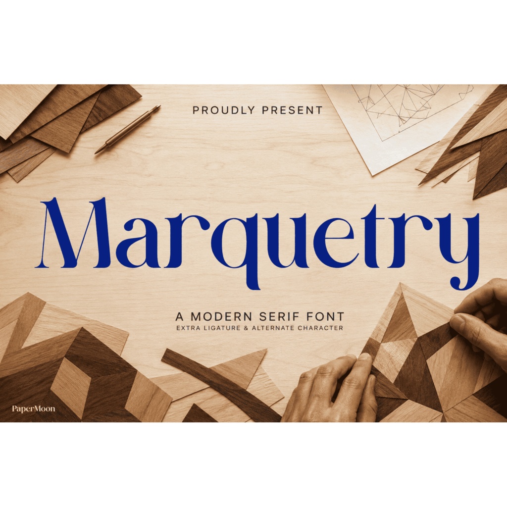 MARQUETRY | モダン・エレガントな欧文セリフフォント（Display Serif）| ロゴ・ブランディング用