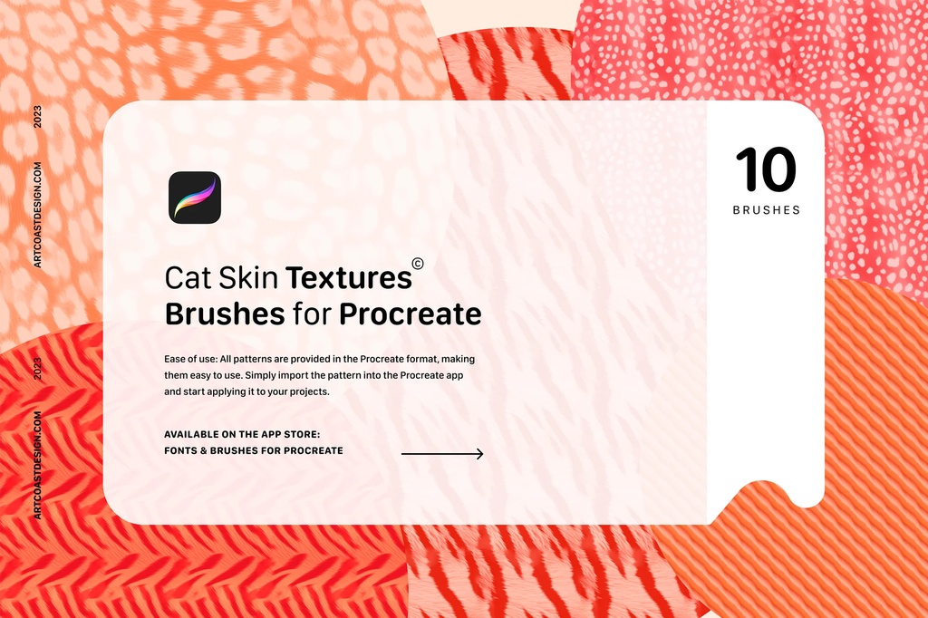Cat Skin Brushes|Procreate用ねこ・トラ・ヒョウの毛並み質感テクスチャ10種