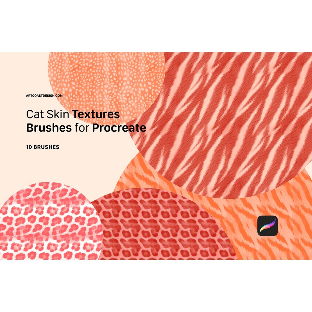 Cat Skin Brushes｜Procreate用ねこ・トラ・ヒョウの毛並み質感テクスチャ10種