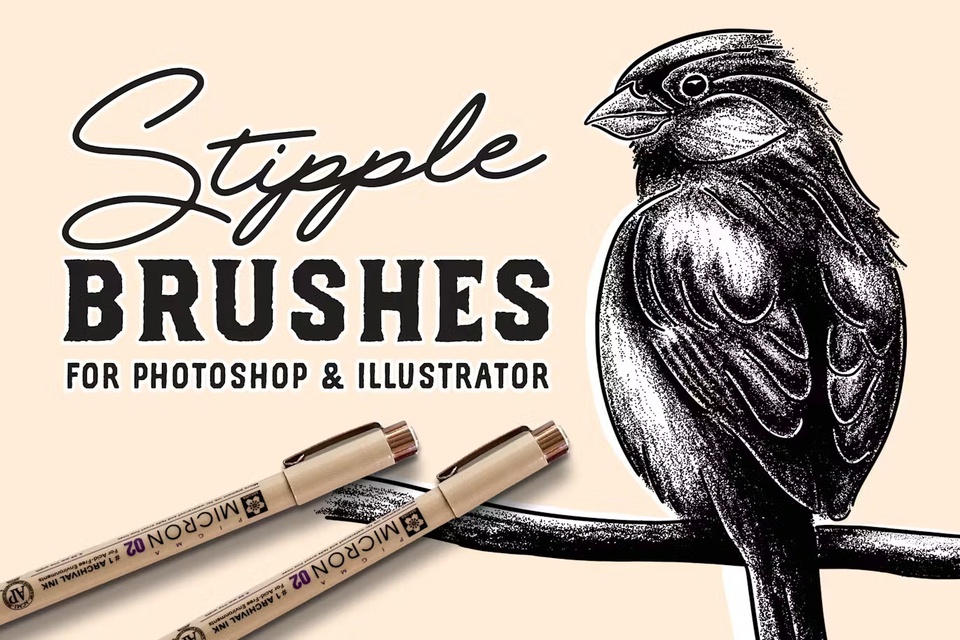 Stipple Brush Set|Photoshop&Illustrator対応 点描(ドット)ブラシ62種