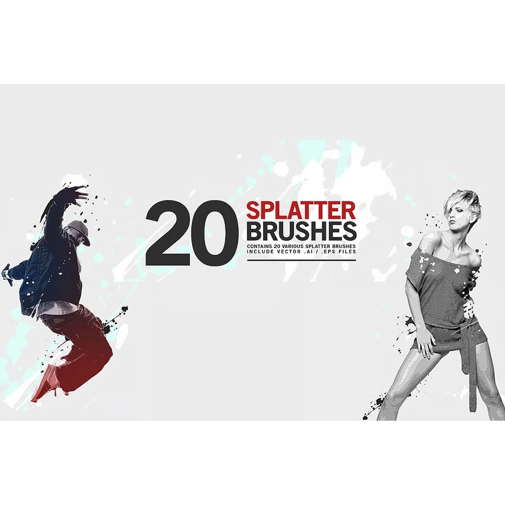20 Splatter Brushes｜Photoshop・Illustrator対応 ABR・AI・EPS素材