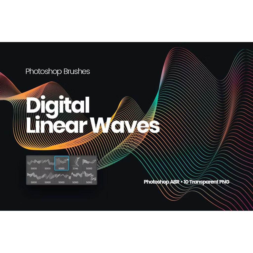 Digital Linear Waves｜Photoshop用テクノ系ラインブラシ10種