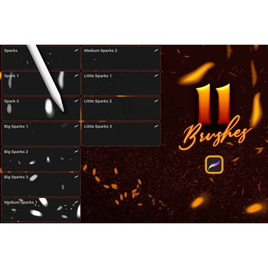 Sparks Procreate Brushes|火花エフェクトブラシ11種