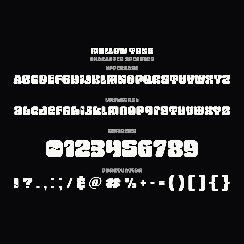 Mellow Tone | レトロ・サイケデリックな丸みのある欧文フォント | ロゴ・ステッカー・パッケージ向け