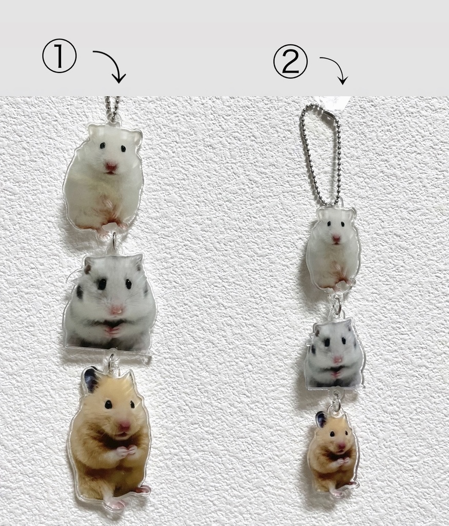 ②ちらたき家のハムズキーホルダー小(両面)