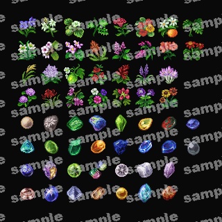 お花・宝石ドット絵素材集9月号