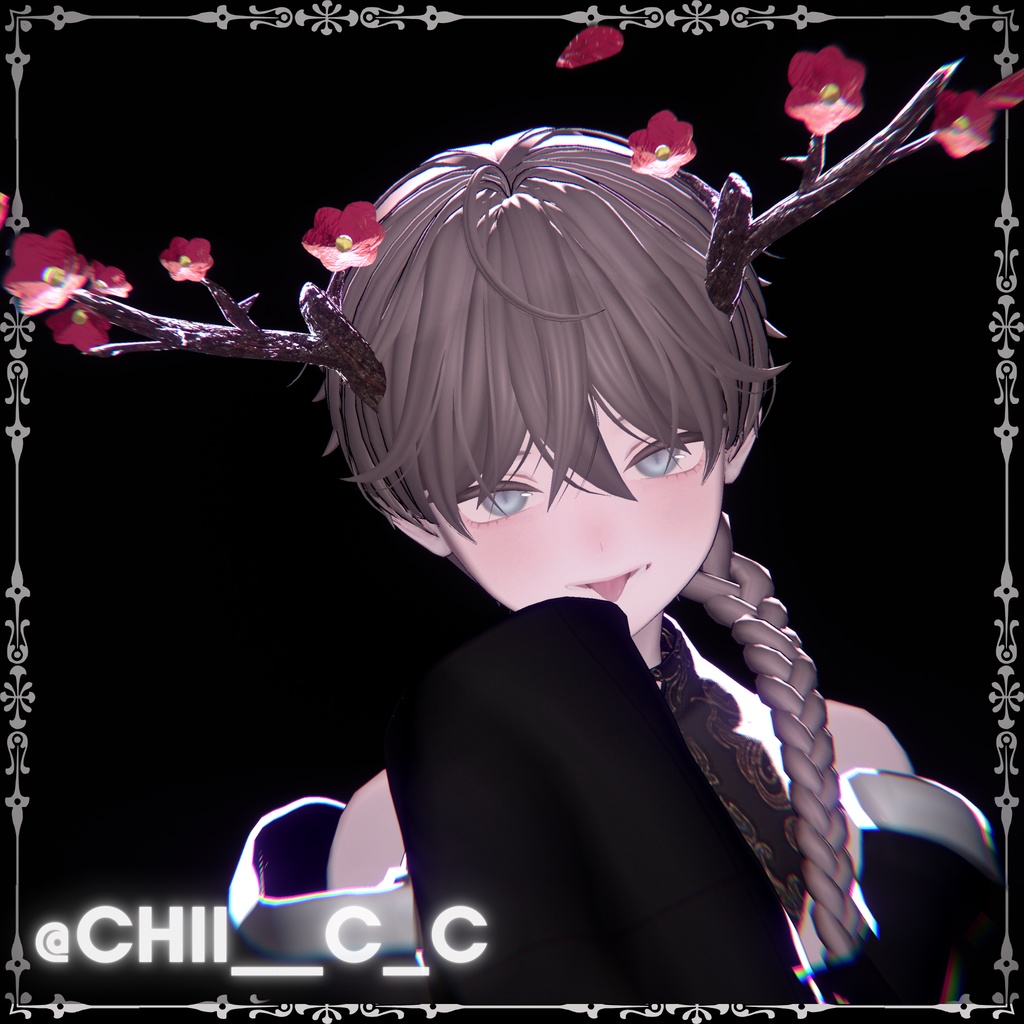 PLUM HORN【MA対応】梅の木の角 花びらパーティクル付🌹