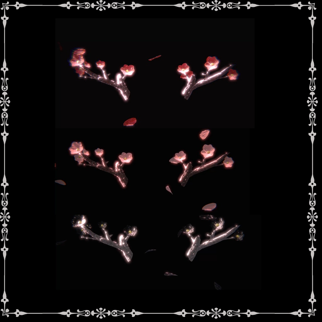 PLUM HORN【MA対応】梅の木の角 花びらパーティクル付🌹