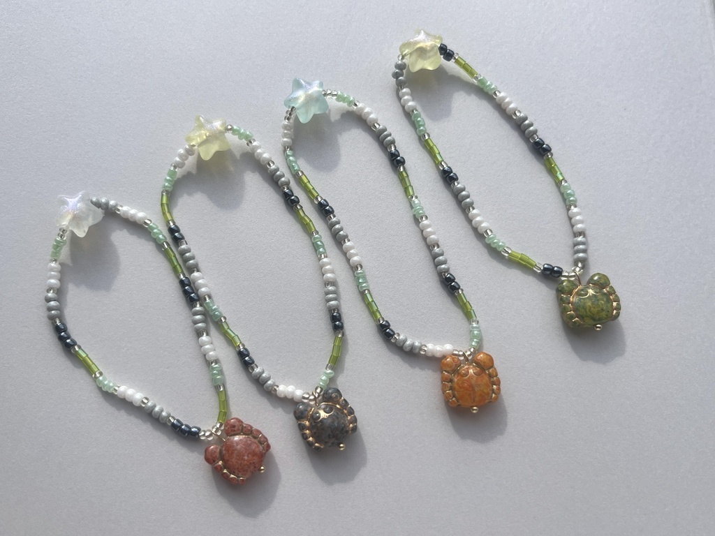 【Aroフラッグ】星を望む蟹のブレスレット 小さめ Aromantic flag color(small)