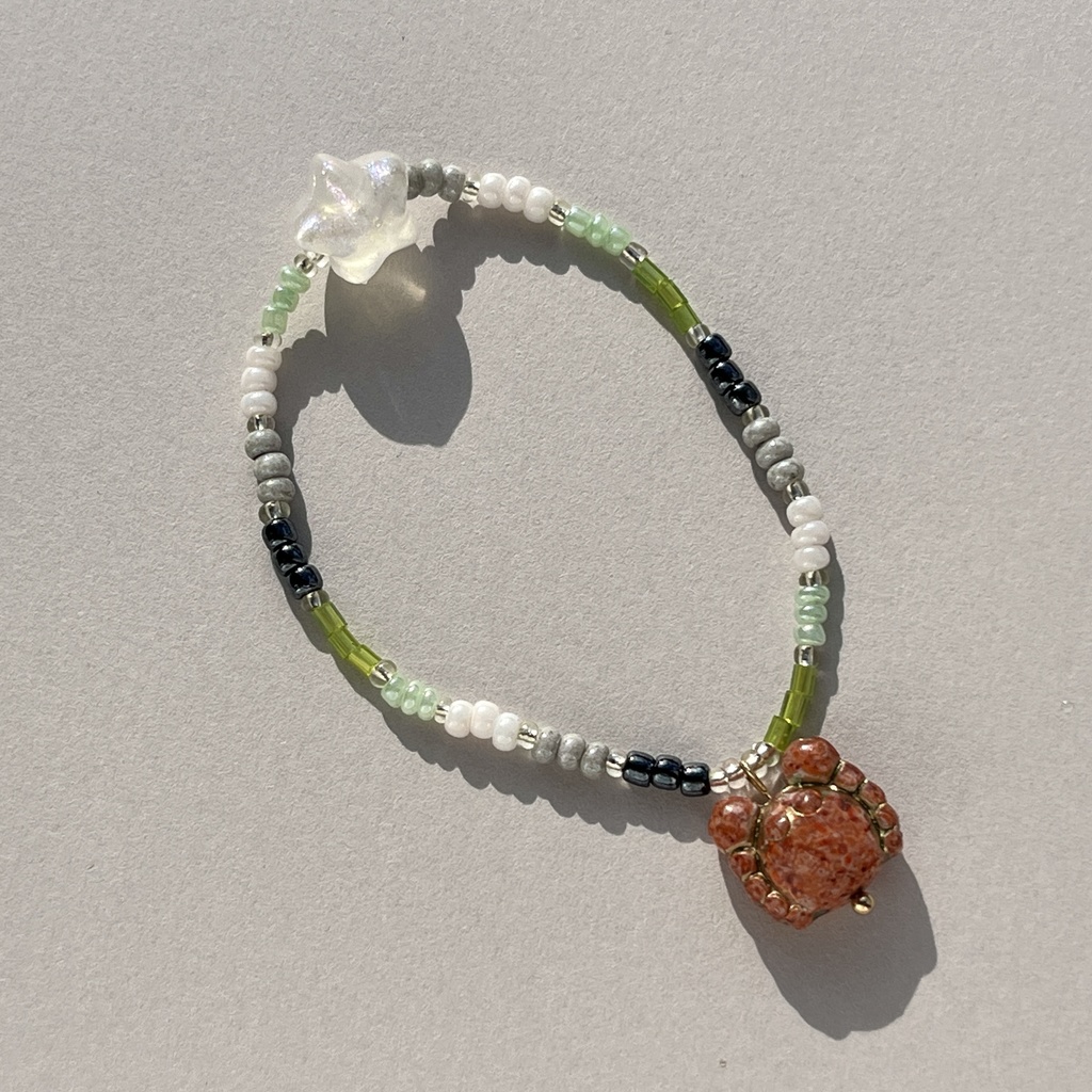 【Aroフラッグ】星を望む蟹のブレスレット 小さめ Aromantic flag color(small)