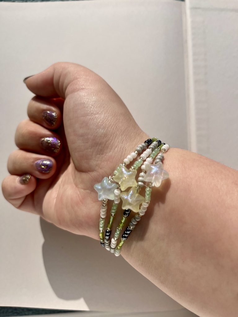 【Aroフラッグ】星を望む蟹のブレスレット 小さめ Aromantic flag color(small)