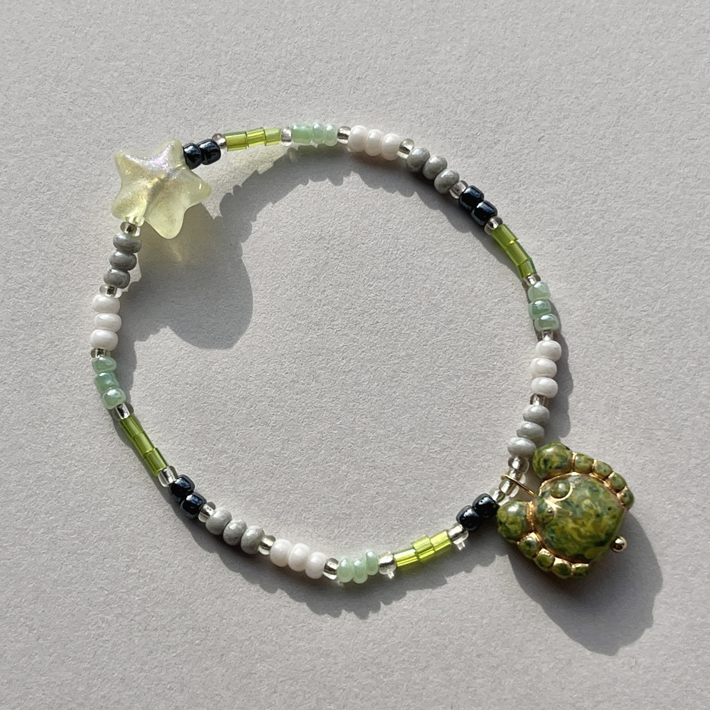 【Aroフラッグ】星を望む蟹のブレスレット 小 Aromantic flag color (small)