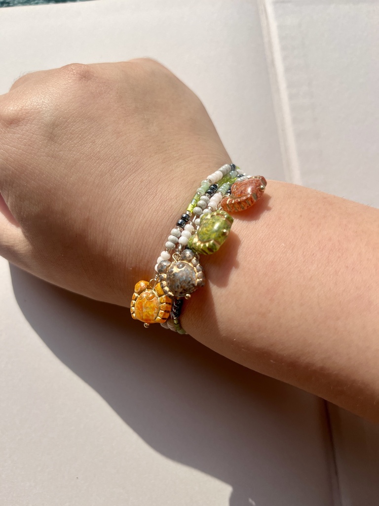 【Aroフラッグ】星を望む蟹のブレスレット 小 Aromantic flag color (small)