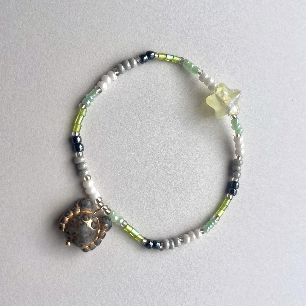 【Aroフラッグ】星を望む蟹のブレスレット 大 Aromantic flag color (large)