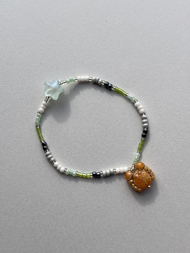 【Aroフラッグ】星を望む蟹のブレスレット 大 Aromantic flag color (large)