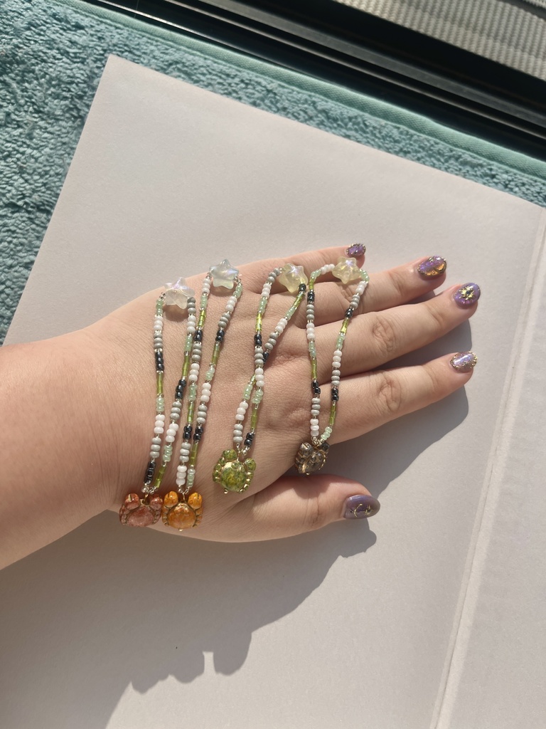 【Aroフラッグ】星を望む蟹のブレスレット 大 Aromantic flag color (large)