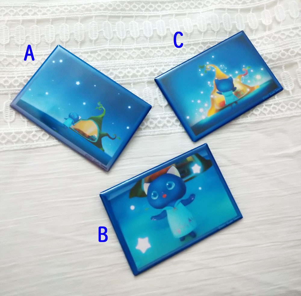 「こねこと星空オルゴール」缶バッジC(お星さまで飾り付け)