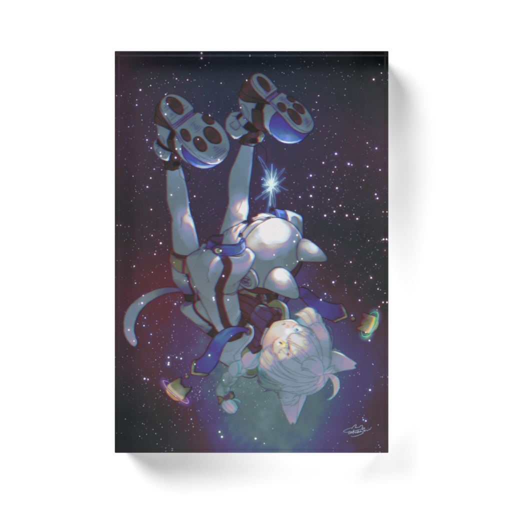 宇宙猫アクリルブロック(ホワイト)
