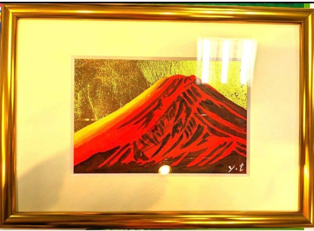 超美品!精密複製画 最高級24K 純金箔 赤富士 アクリル画 絵画