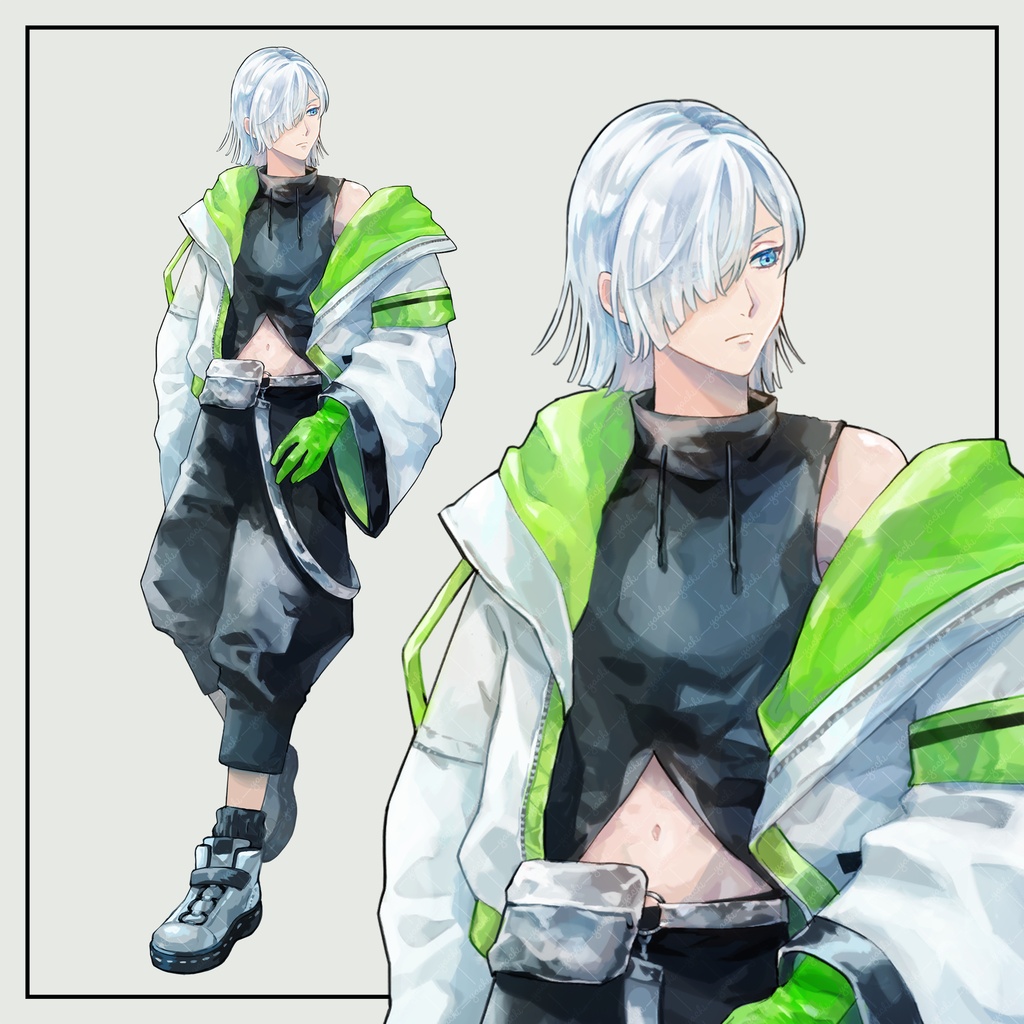 【立ち絵】銀髪の男性(表情差分5種)