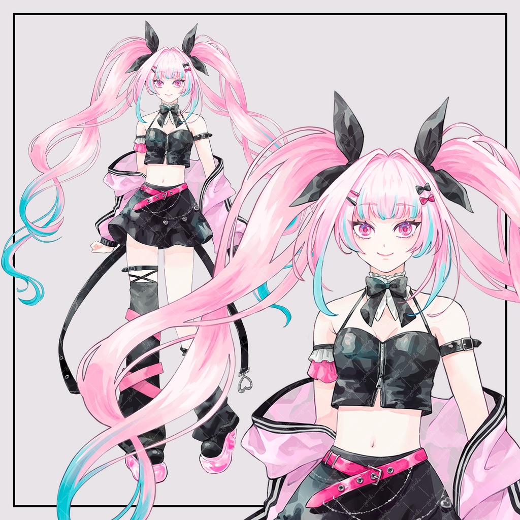 【立ち絵】ピンクツインテの女の子(表情4種)