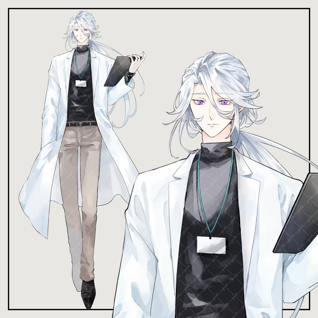 【立ち絵】白衣の男性(表情4種)
