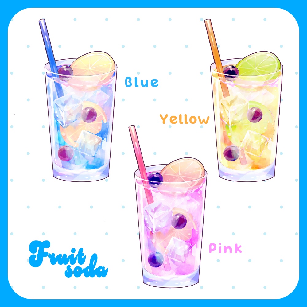 夏のしゅわしゅわドリンク素材