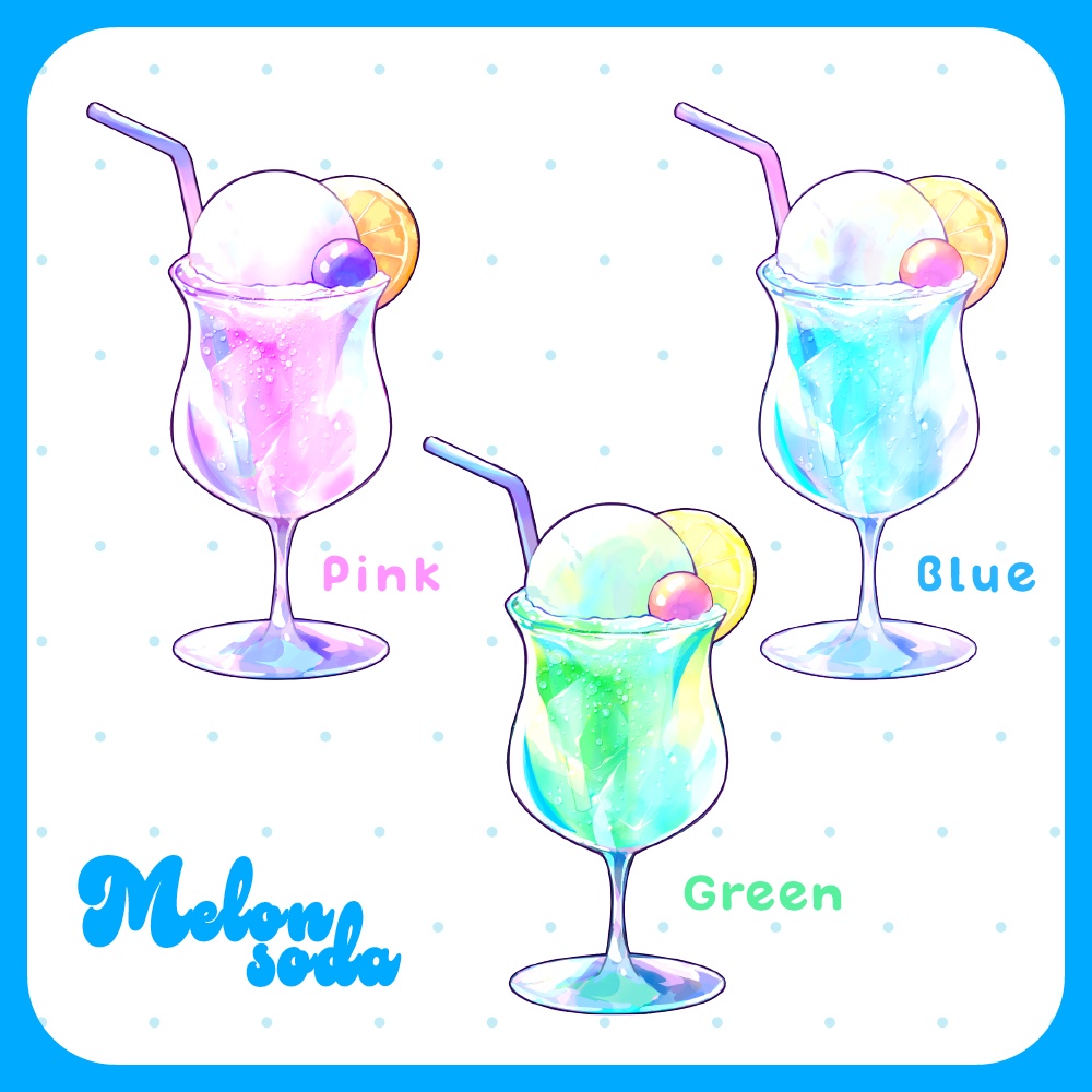 夏のしゅわしゅわドリンク素材