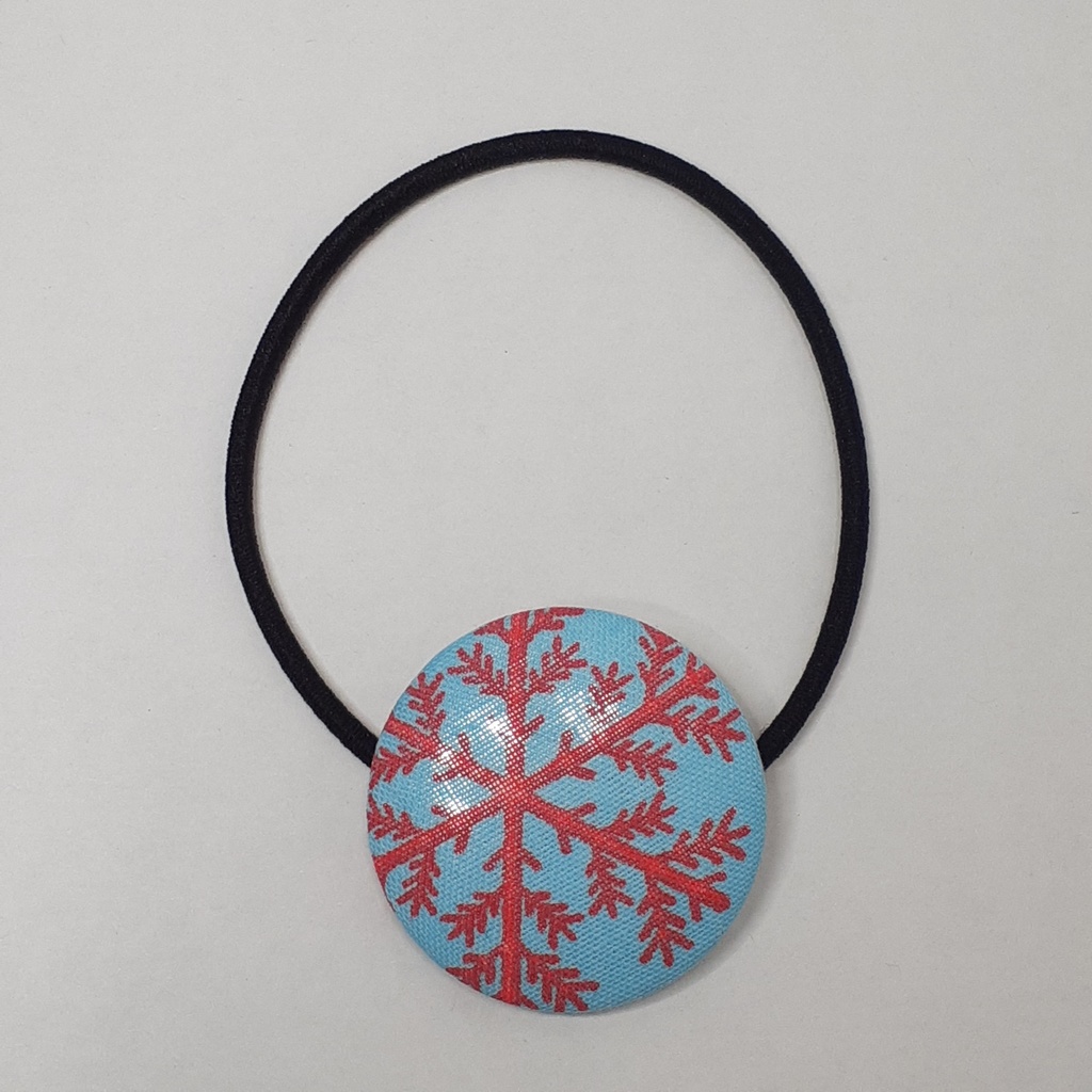 くるみボタンヘアゴム　珊瑚柄