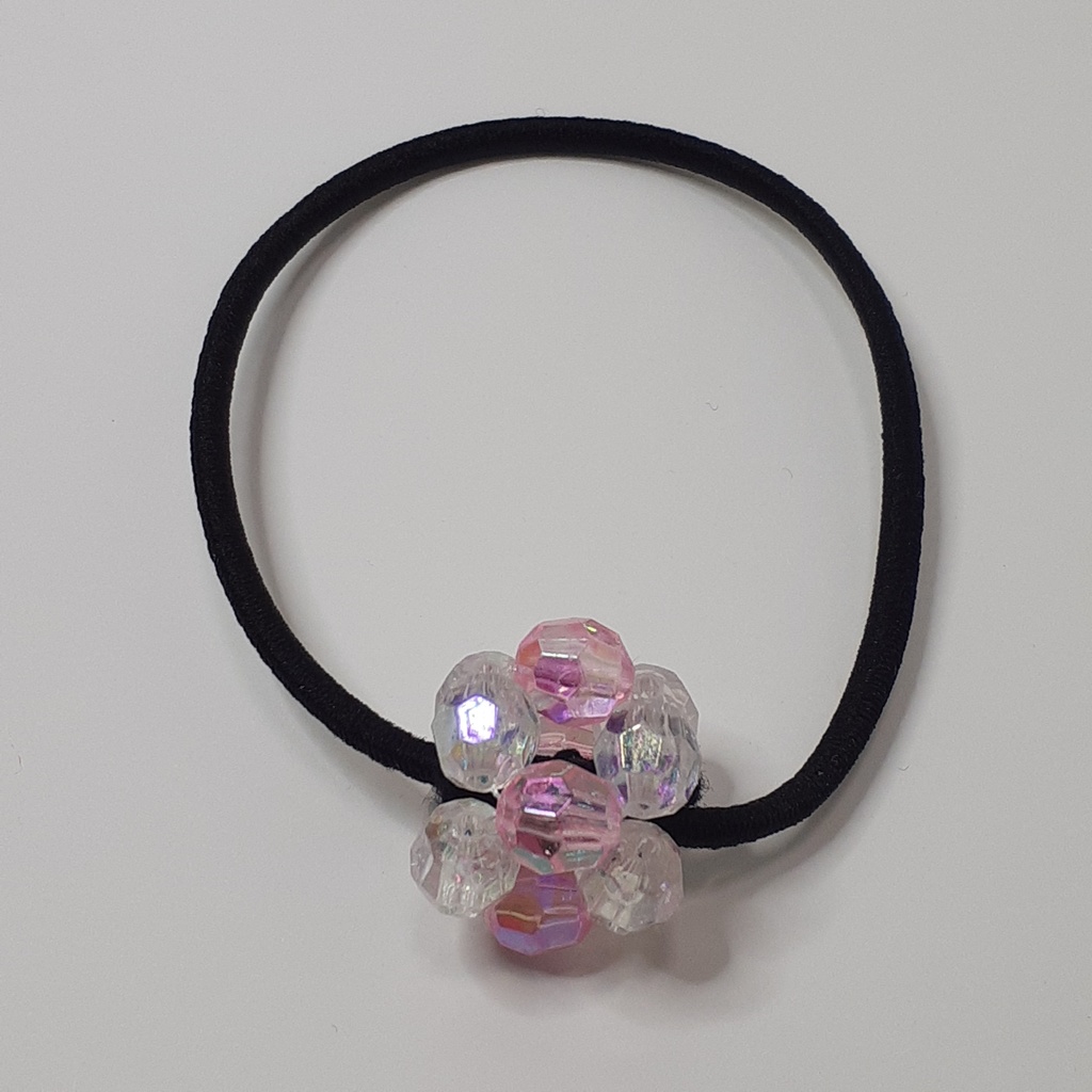 ビーズボールヘアゴム　桃色