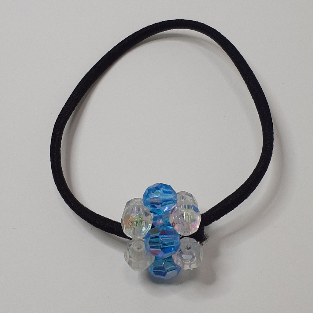 ビーズボールヘアゴム　水色