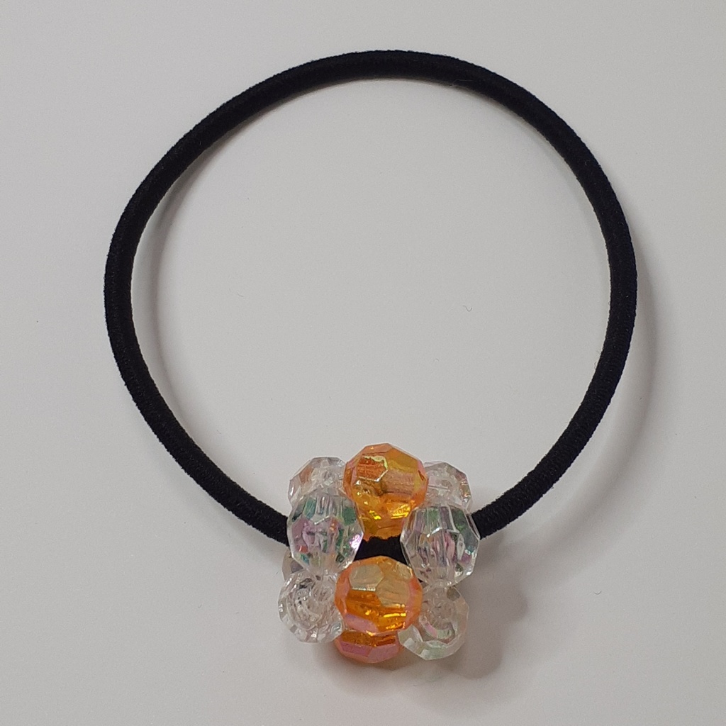 ビーズボールヘアゴム　橙色