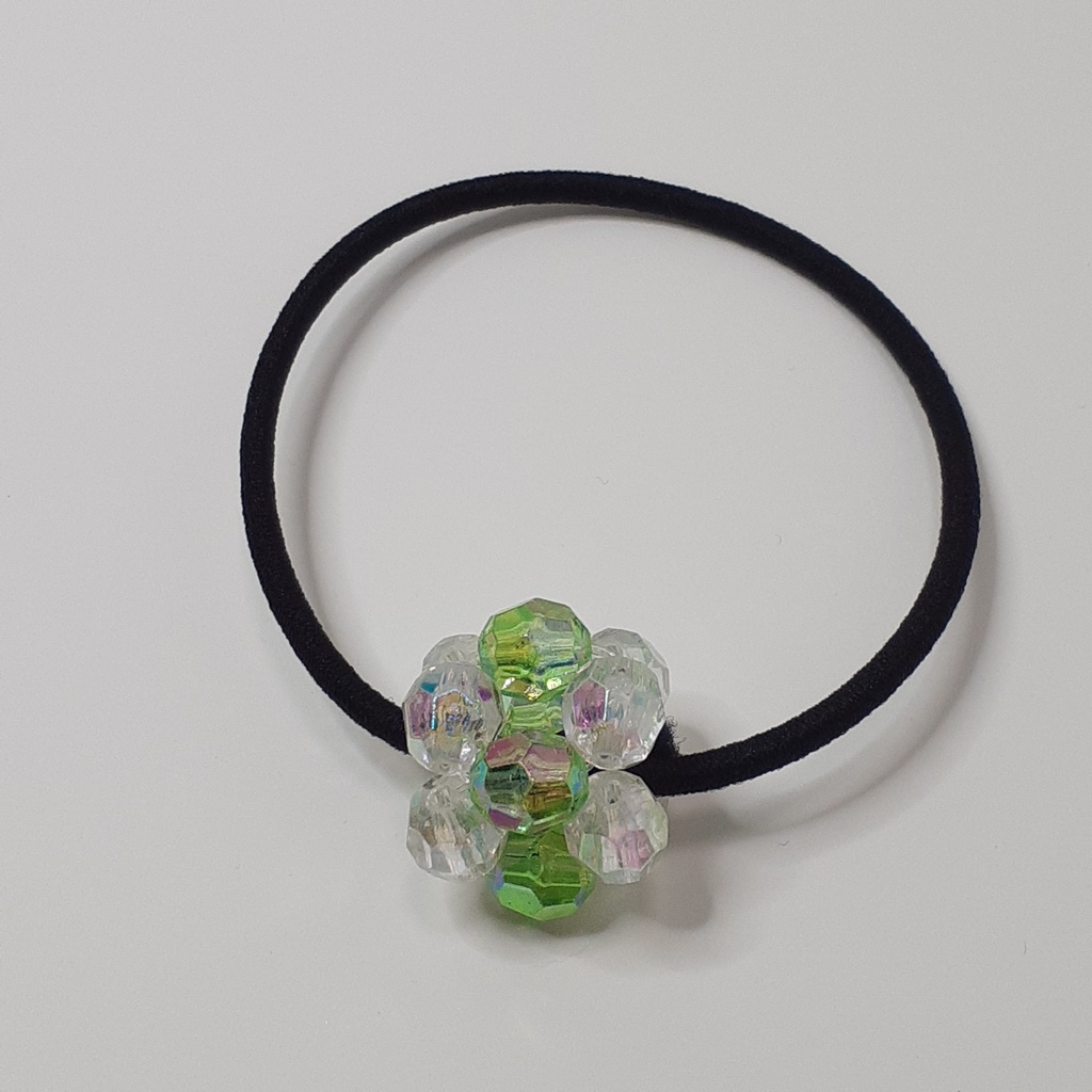 ビーズボールヘアゴム　黄緑色