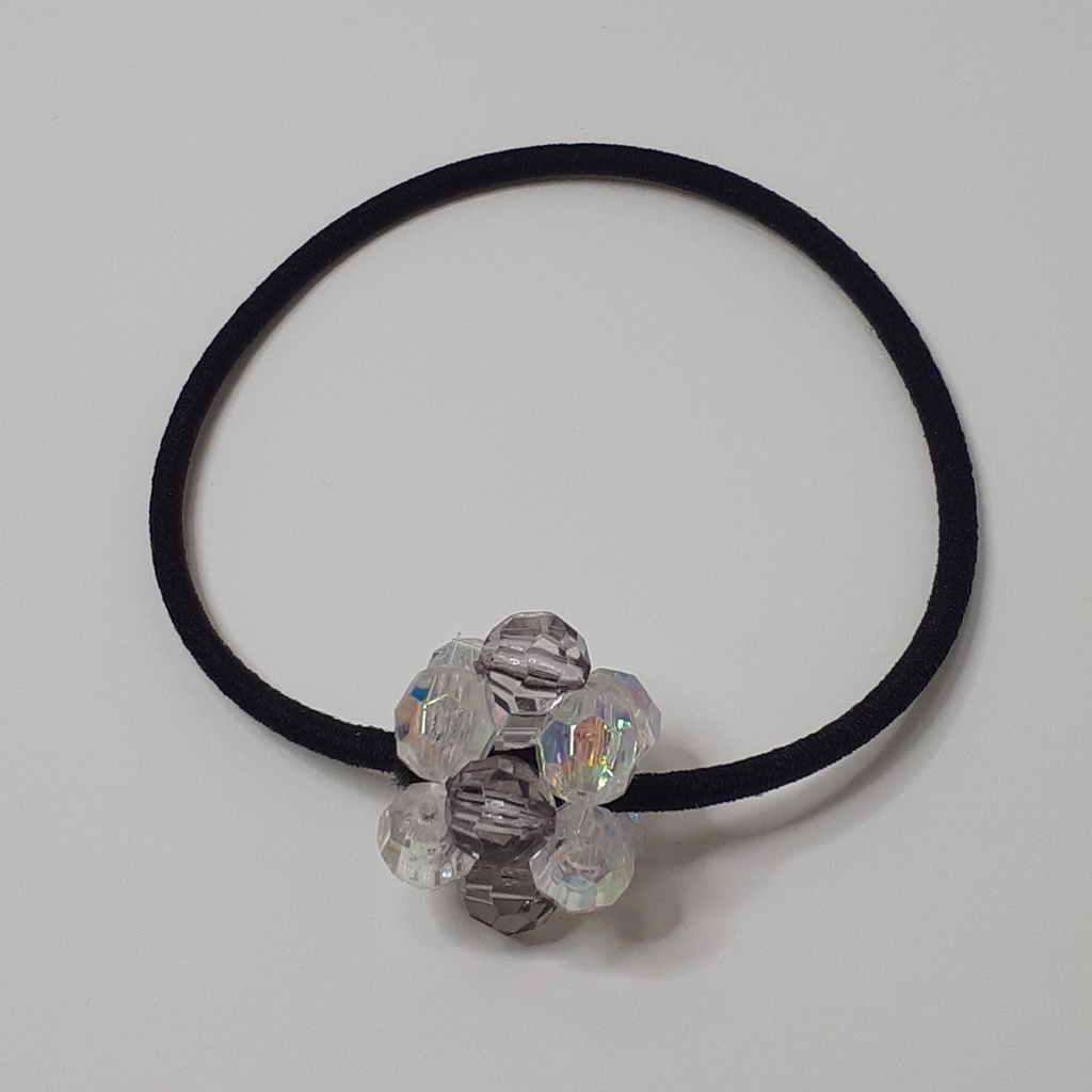 ビーズボールヘアゴム　黒色