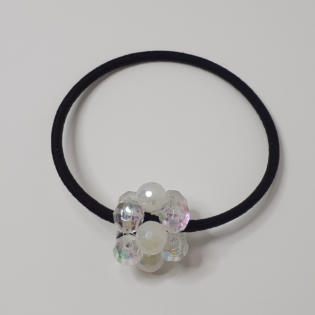 ビーズボールヘアゴム　白色