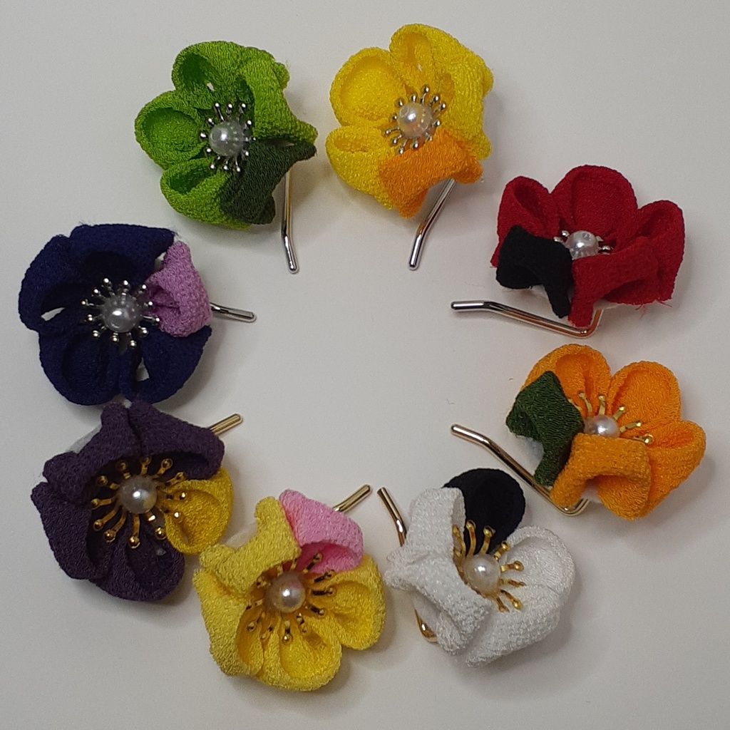 つまみ細工ポニーフック 緑色