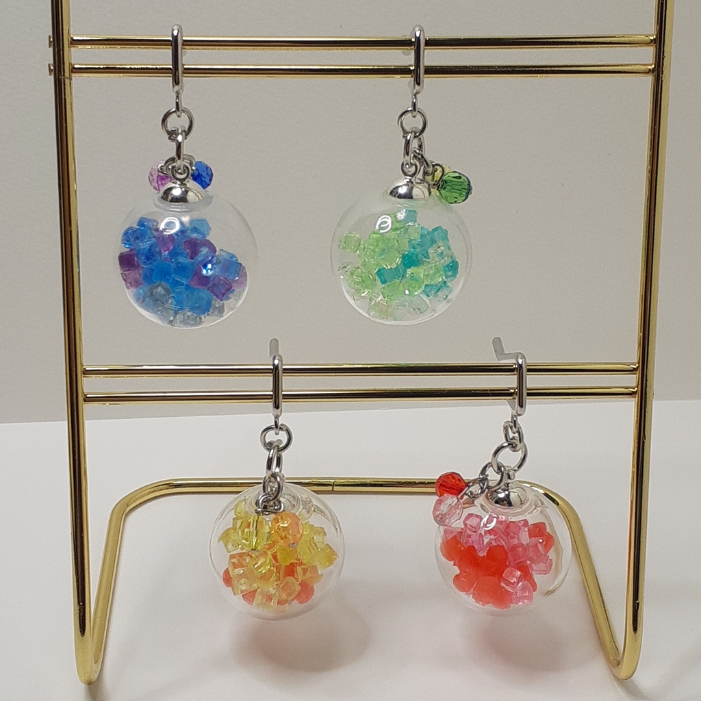 ガラスドームポニーフック 青色