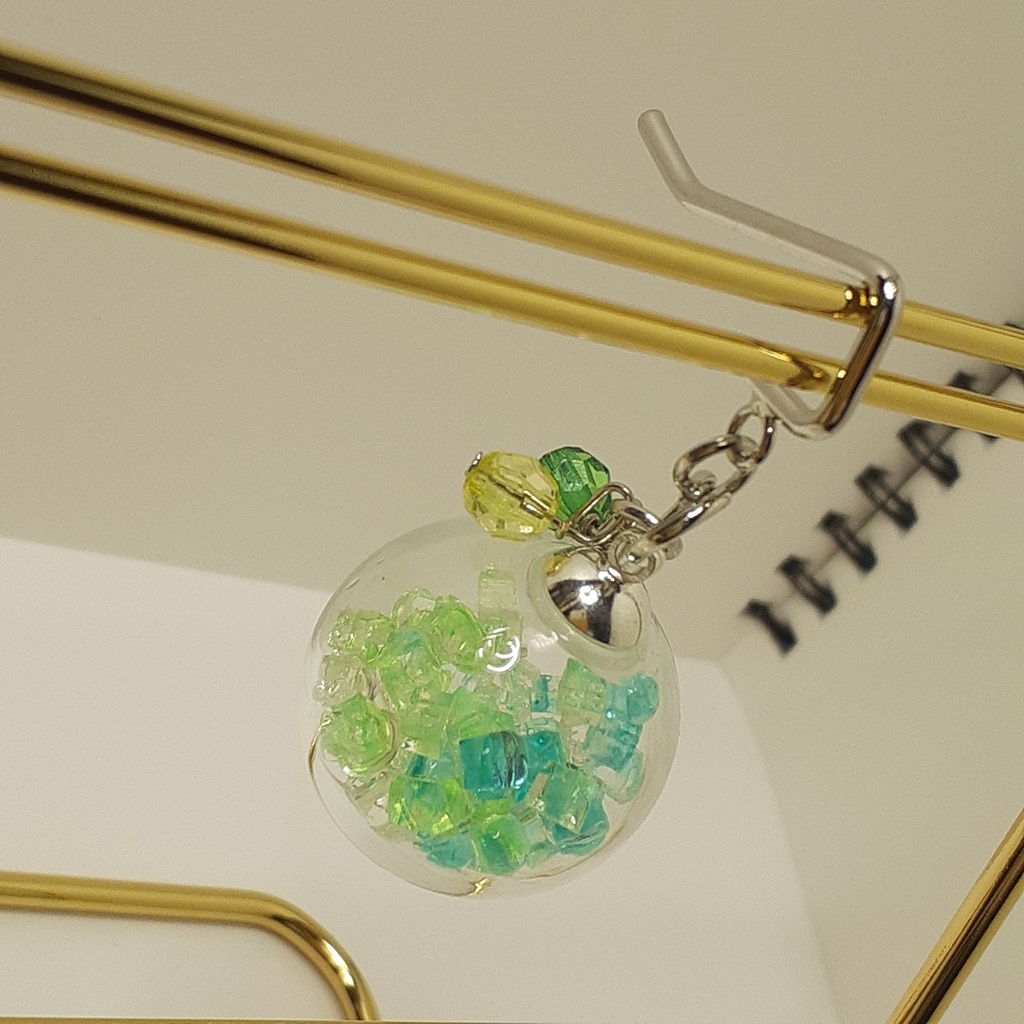 ガラスドームポニーフック　緑色