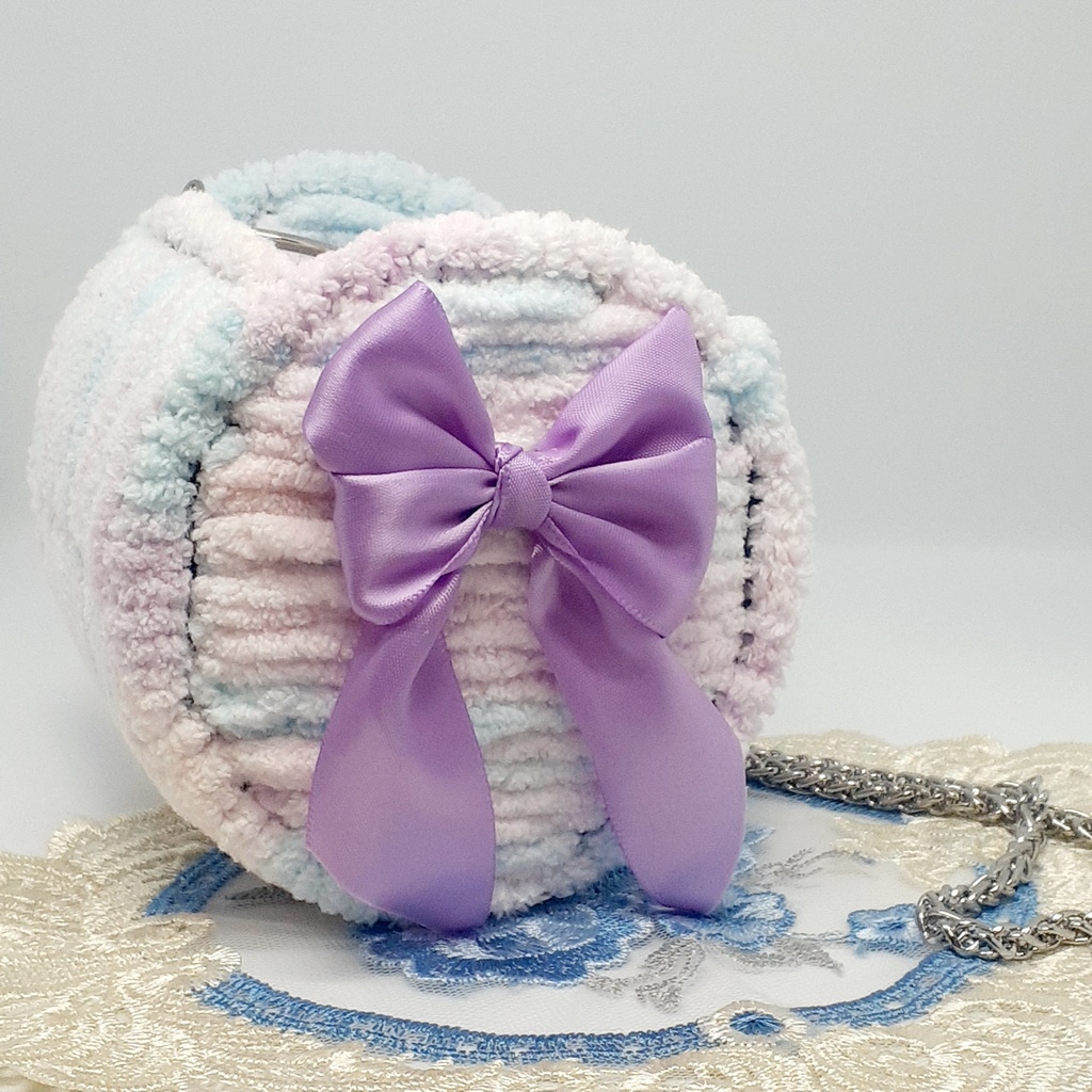 丸形プチバッグ【マーブル紫】