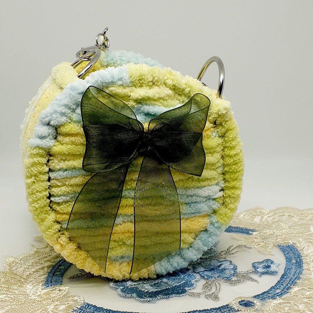 丸形プチバッグ【マーブル黄緑】