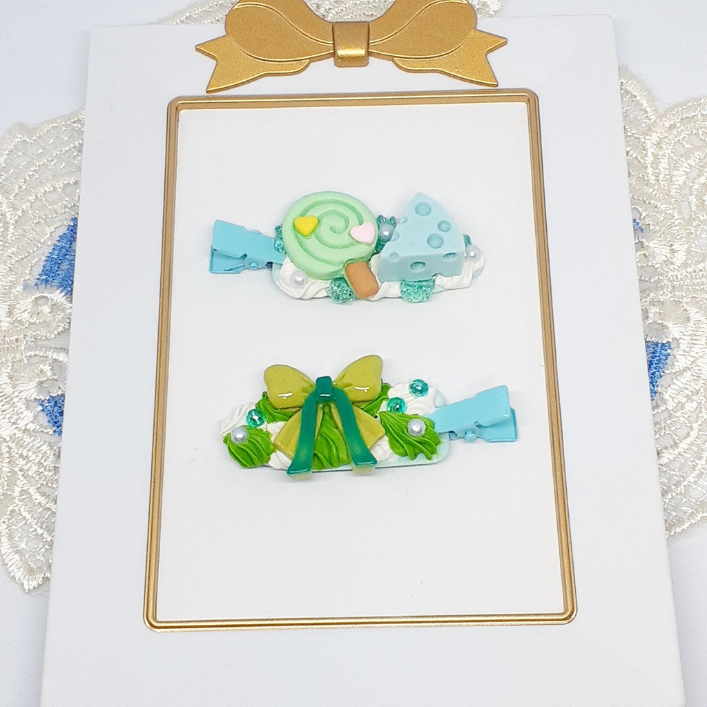 ホイップデコヘアクリップ【みどりいろ】