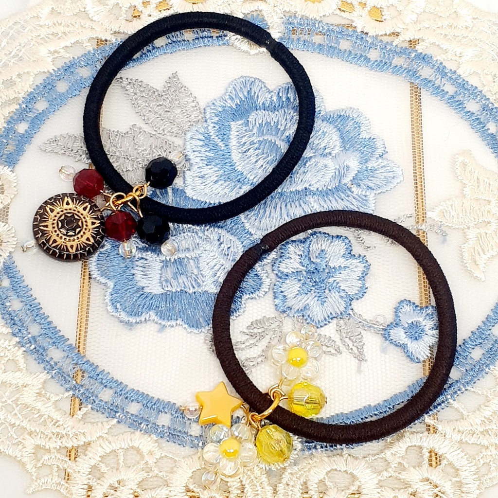 じゃらじゃらヘアゴム【太陽と星】