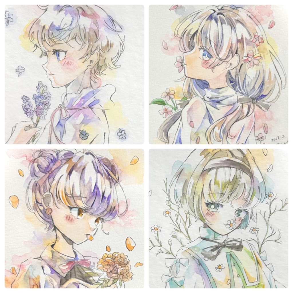 お花のドローイング（ハガキサイズ）