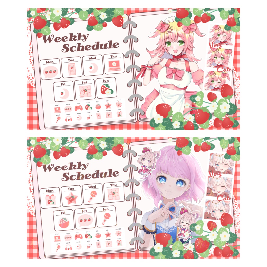 🍓【ストロベリー】週間スケジュール素材🍓